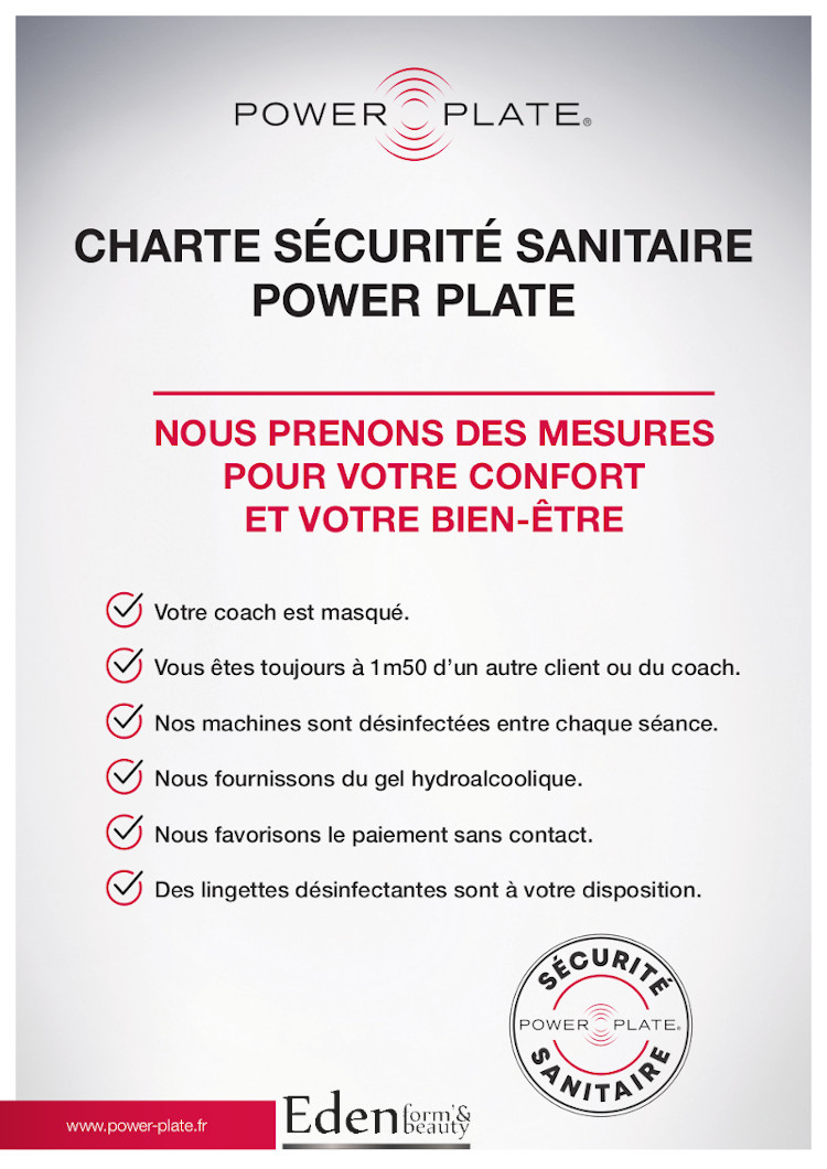 Charte de sécurité sanitaire Power Plate